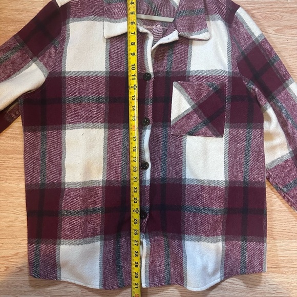 Stylish Burgundy and Cream Plaid Shirt Button Up Heavy Weight Size 3XL - Picture 2 of 6